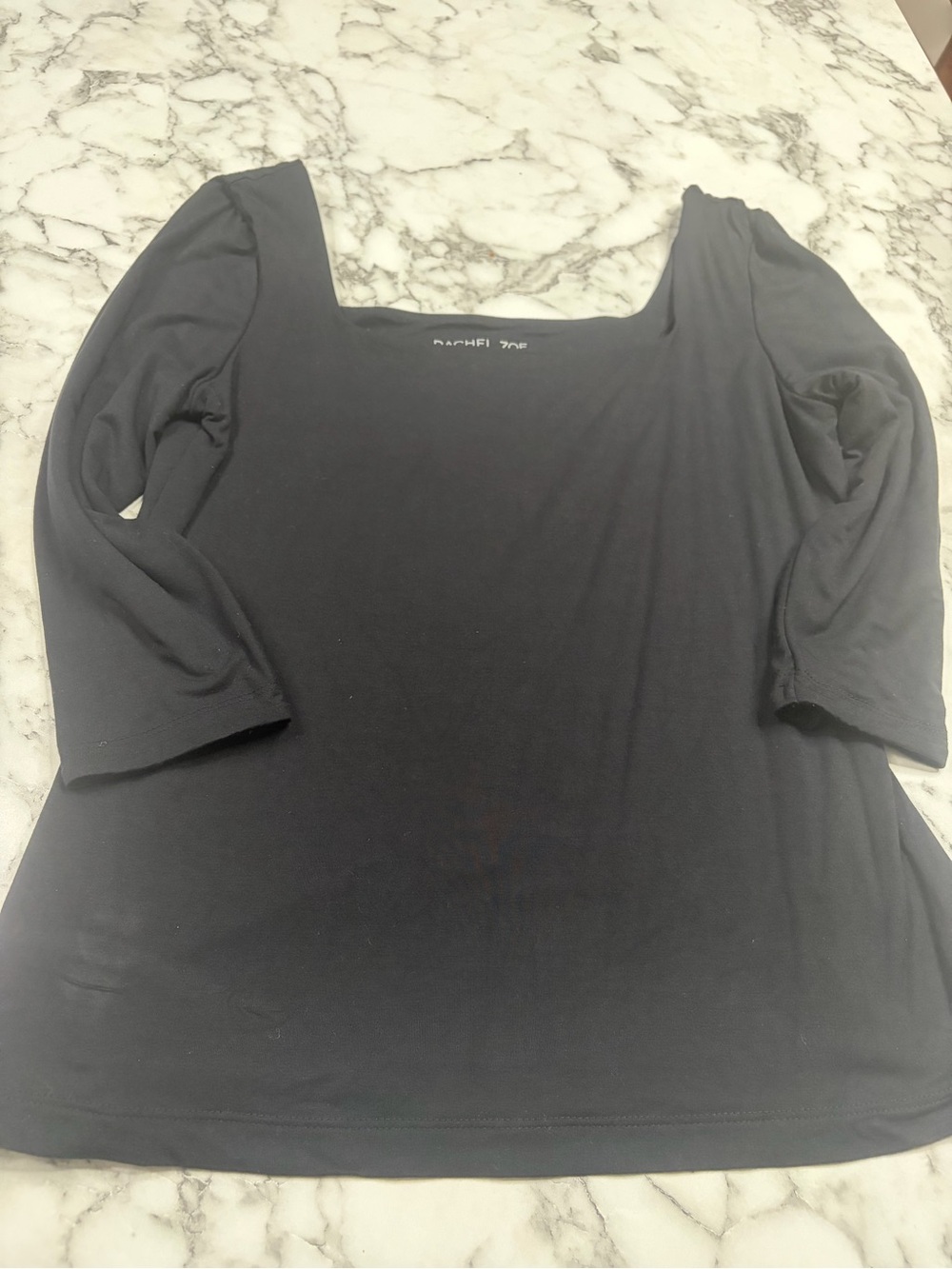 Rachel Zoe Black Square-Neck Long Sleeve Tee